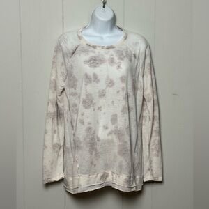 NWT Cyrus Women's Cream Tie-Dye Long Sleeve Cotton Blend Top Size M
